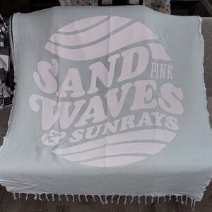 PINK Victoria's Secret Beach Towel - Light Blue and White